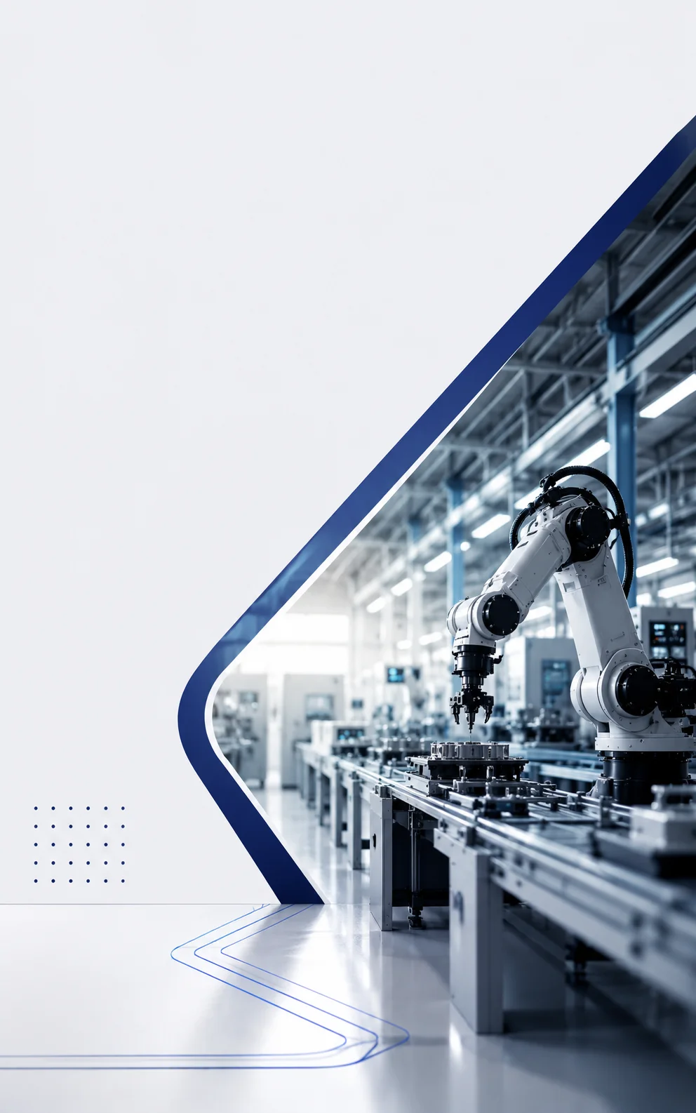 Robotic arm on a modern automated manufacturing production line
